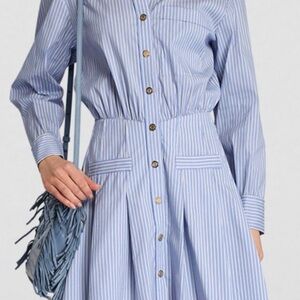 Maje Light Blue Striped Mini Dress